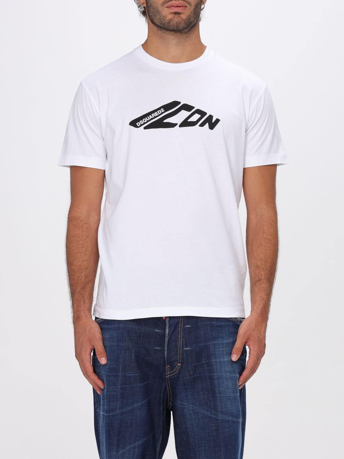 Dsquared2 Cotton Crew Neck T-shirt With Short Sleeves In Regular Fit In Neutral