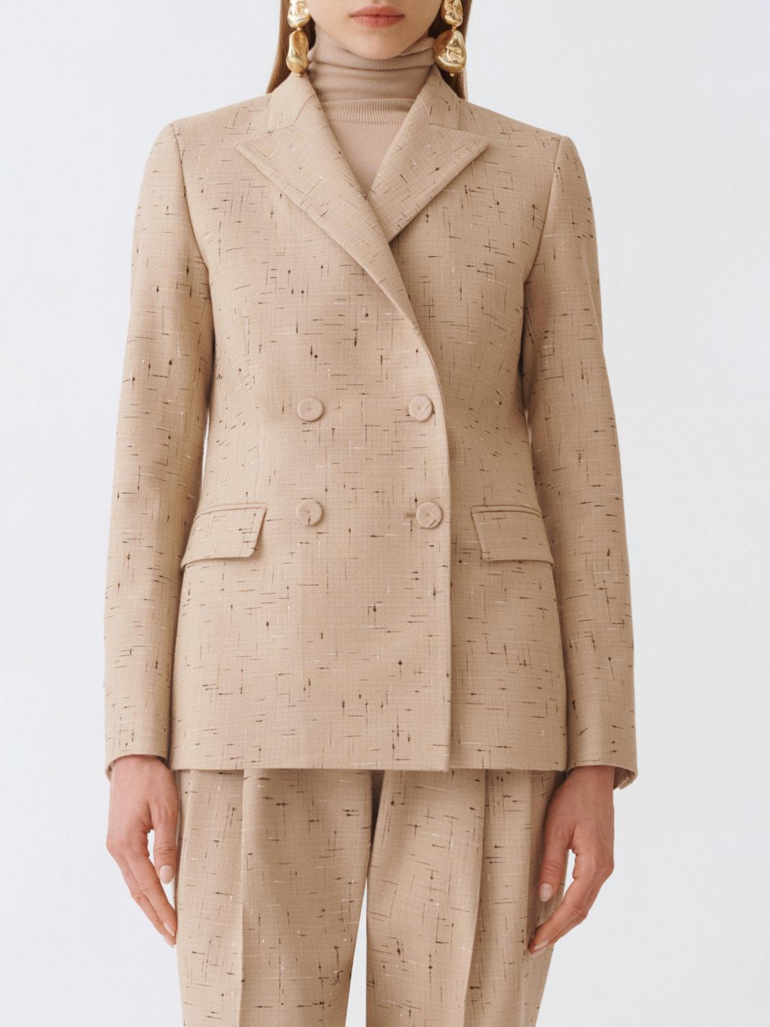 Fabiana Filippi Double-breasted Jacket In Buttoned Tailoring In Nude