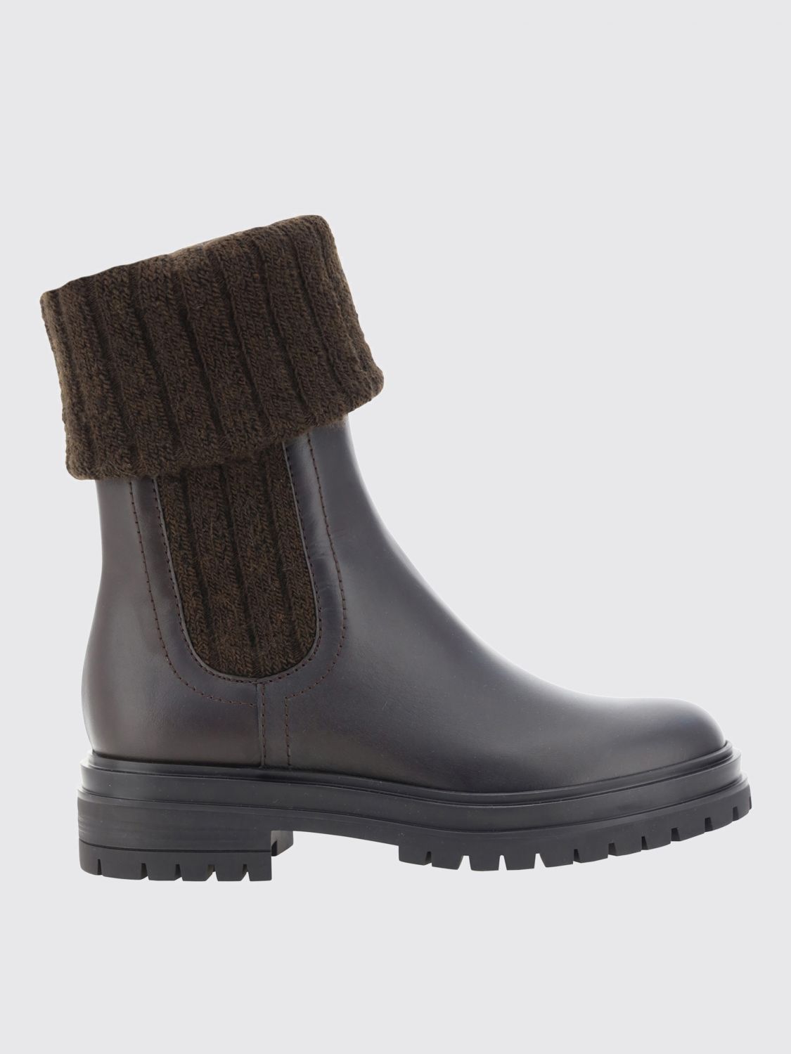 Gianvito Rossi Tenney Calf Knit Chalet Boots Mocha In Brown