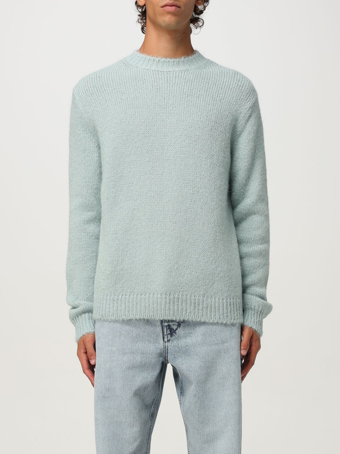 Jil Sander Powder Blue Alpaca And Wool Blend Crewneck Sweater In Blue