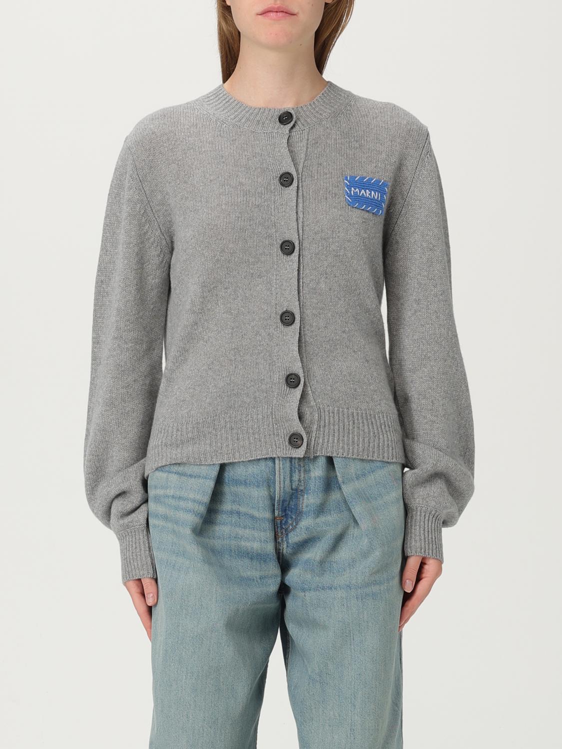 Marni Cashmere Cardigan With Patch In Gray