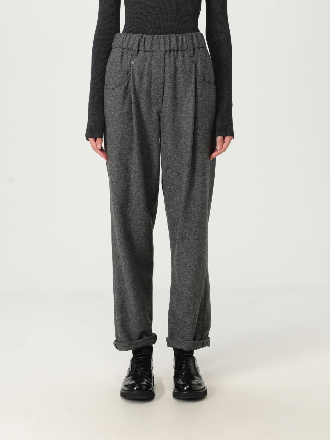 Brunello Cucinelli Cropped Wool And Cashmere Straight Pants In Black