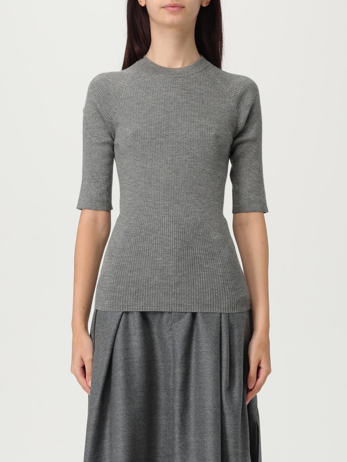 Brunello Cucinelli Sparkling Cashmere Sweater In Gray