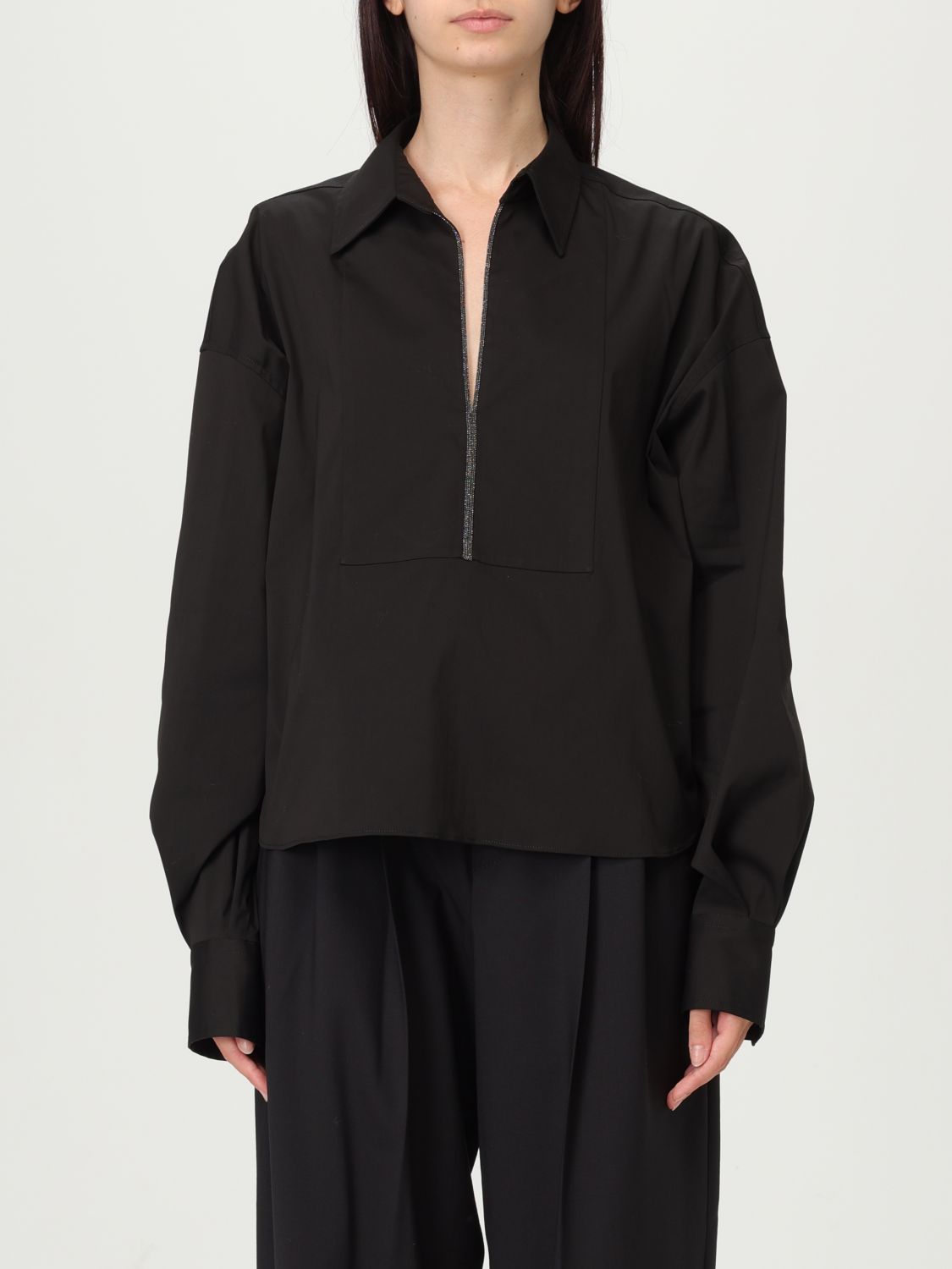 Brunello Cucinelli Top Woman Color Black In Black