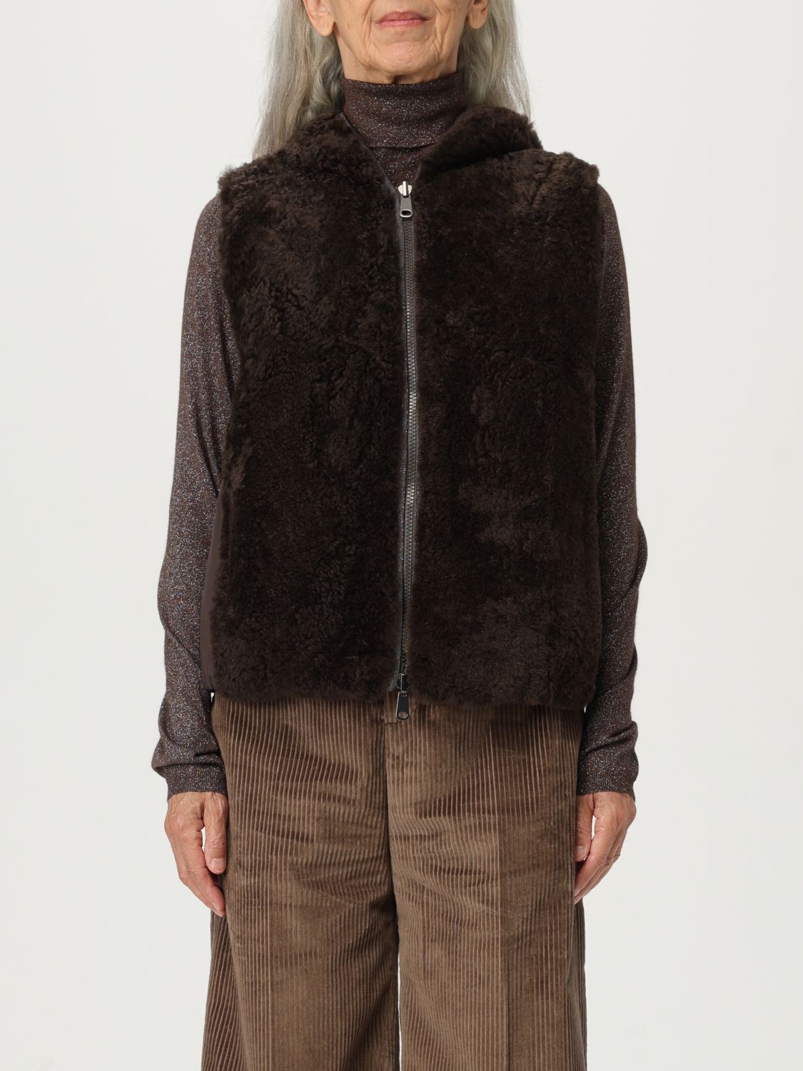 Brunello Cucinelli Reversible Hooded Faux Fur Vest In Brown