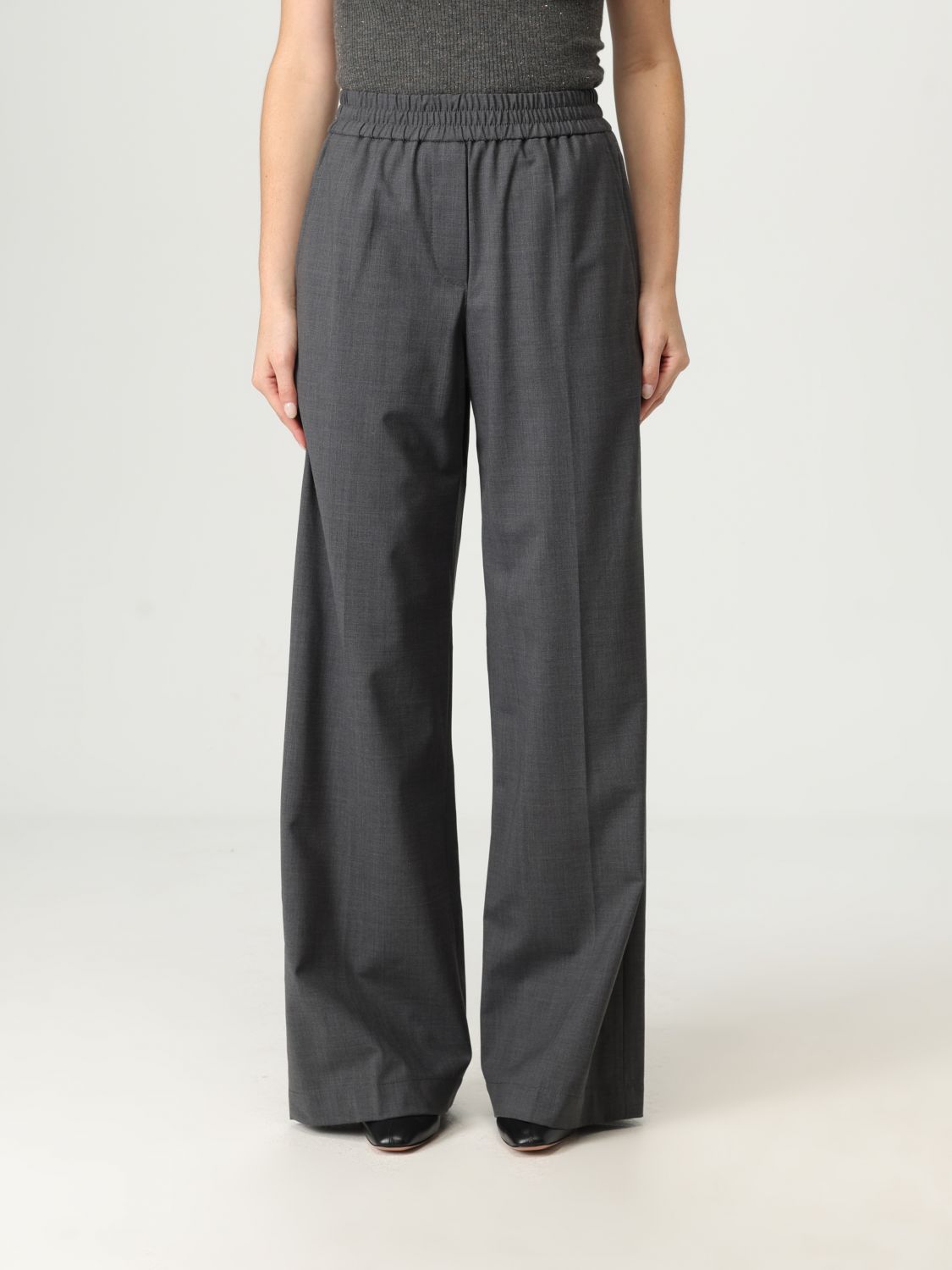 Brunello Cucinelli Pants Woman Color Grey In Gray