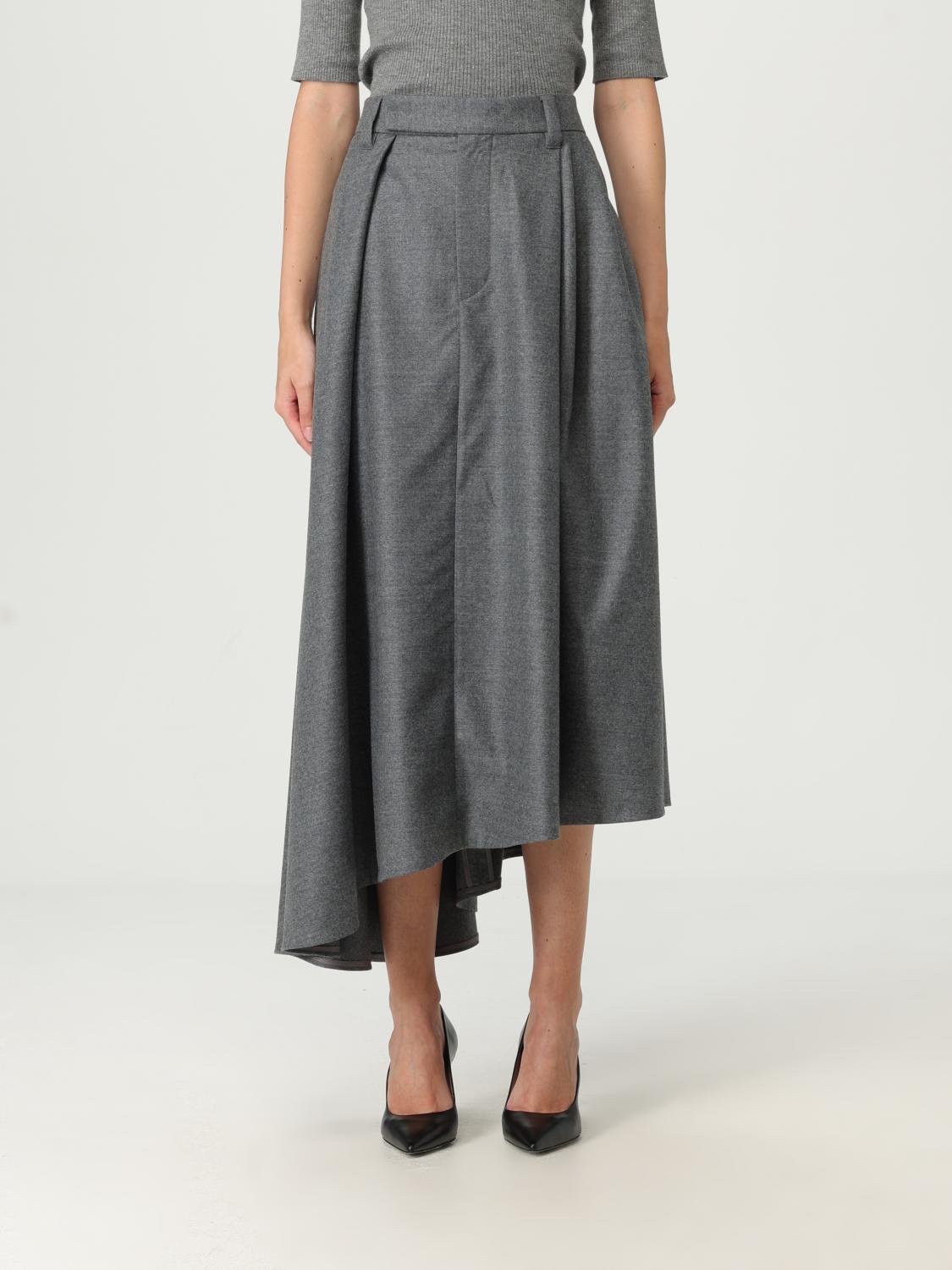 Brunello Cucinelli Grey Wool Skirt In Gray