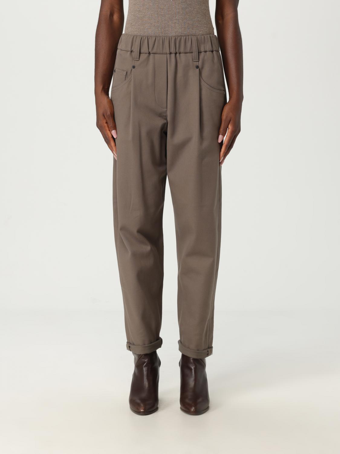 Brunello Cucinelli Elastic Waistband Trousers With Pockets And Loops In Gray