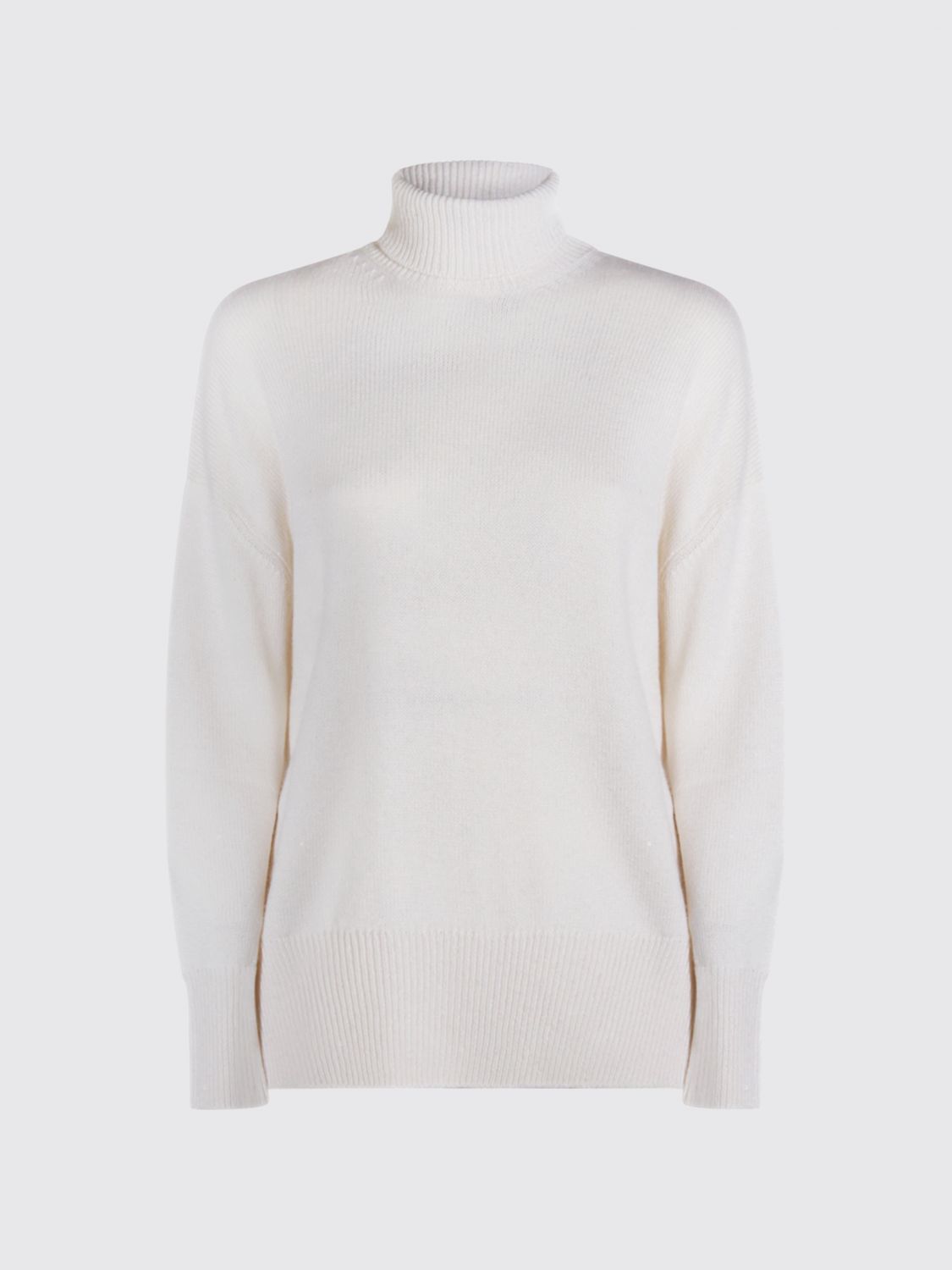 Brunello Cucinelli Turtleneck Ribbed Sweater In Neutral