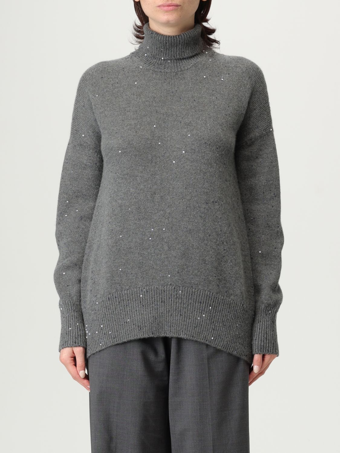 Brunello Cucinelli Cardigan Woman Color Grey In Gray