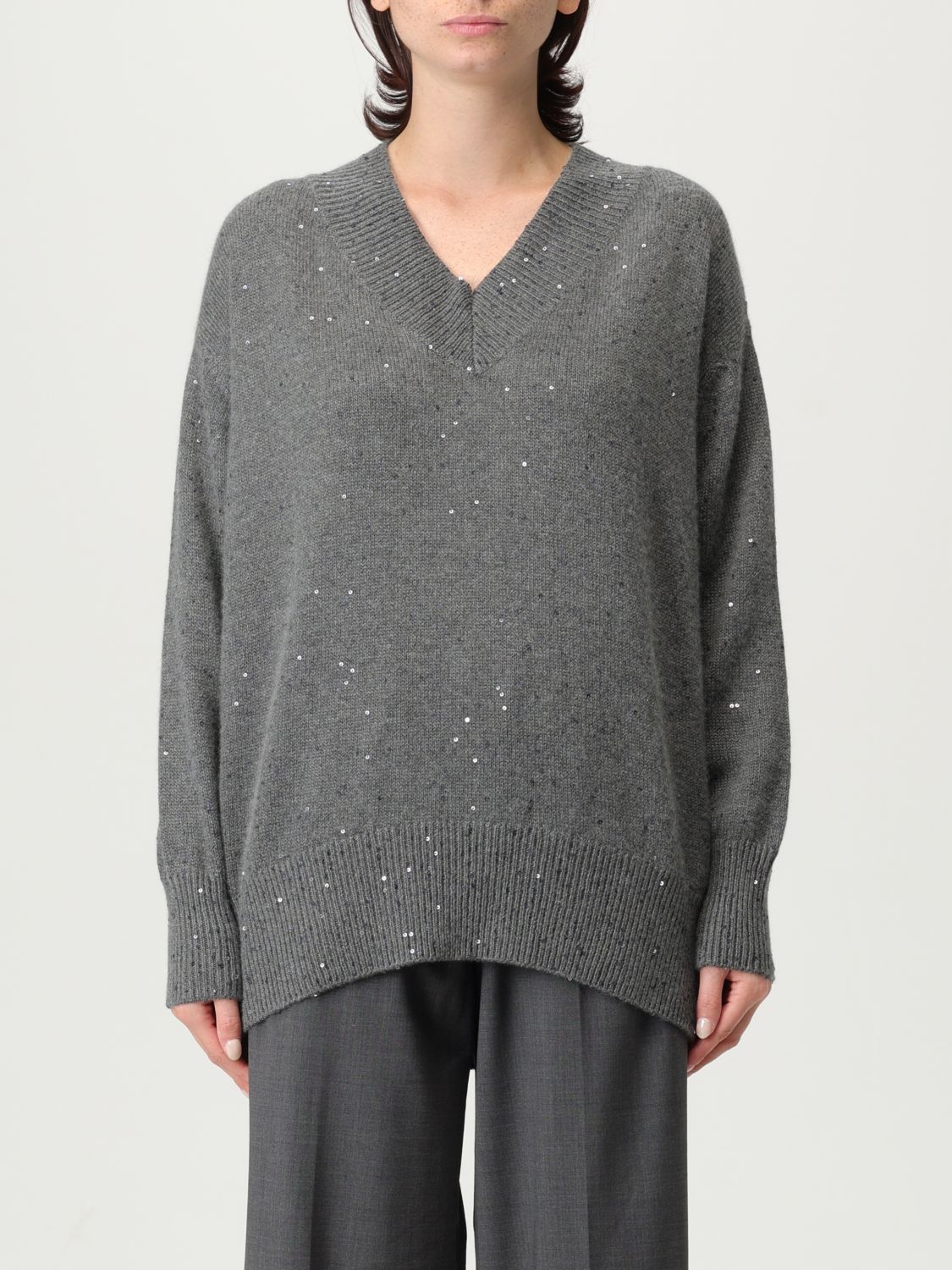 Brunello Cucinelli Cardigan Woman Color Grey In Gray