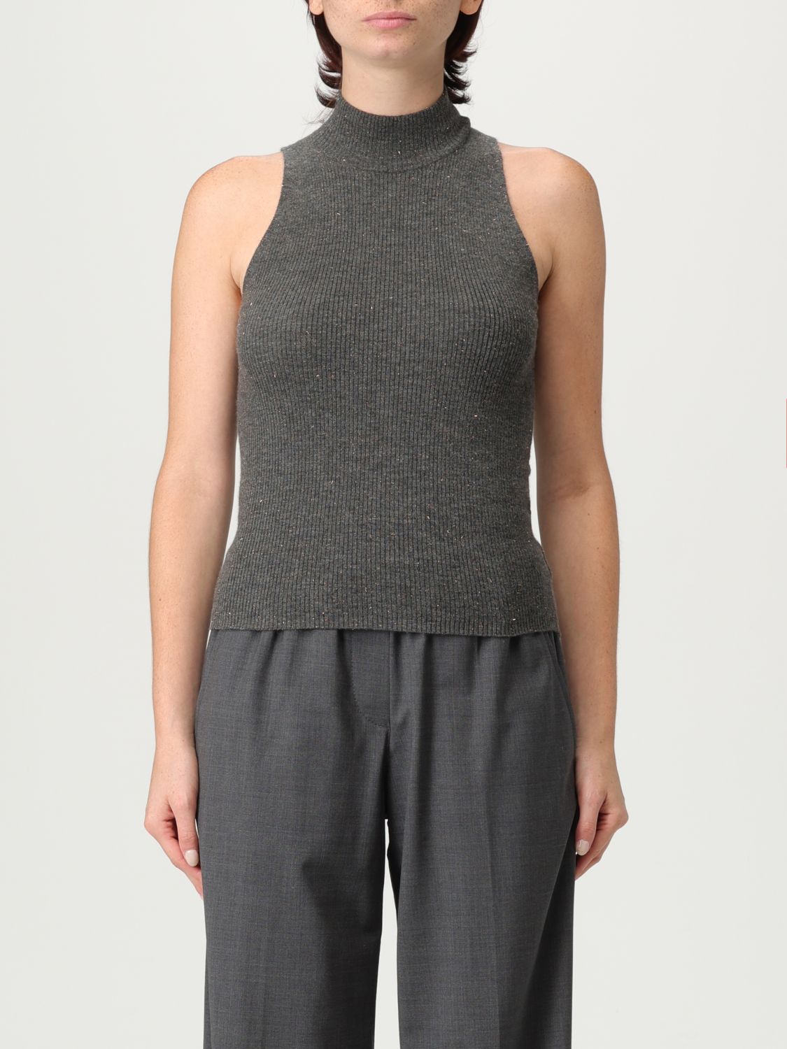 Brunello Cucinelli Top Woman Color Grey In Gray