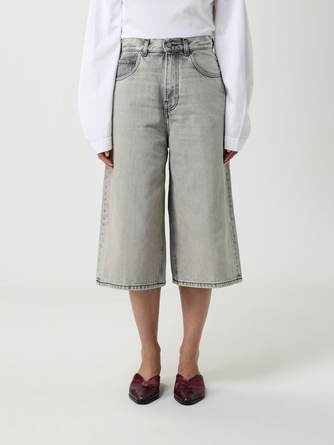Haikure 'grey Wide Leg Jeans With Washed Effect' In Gray