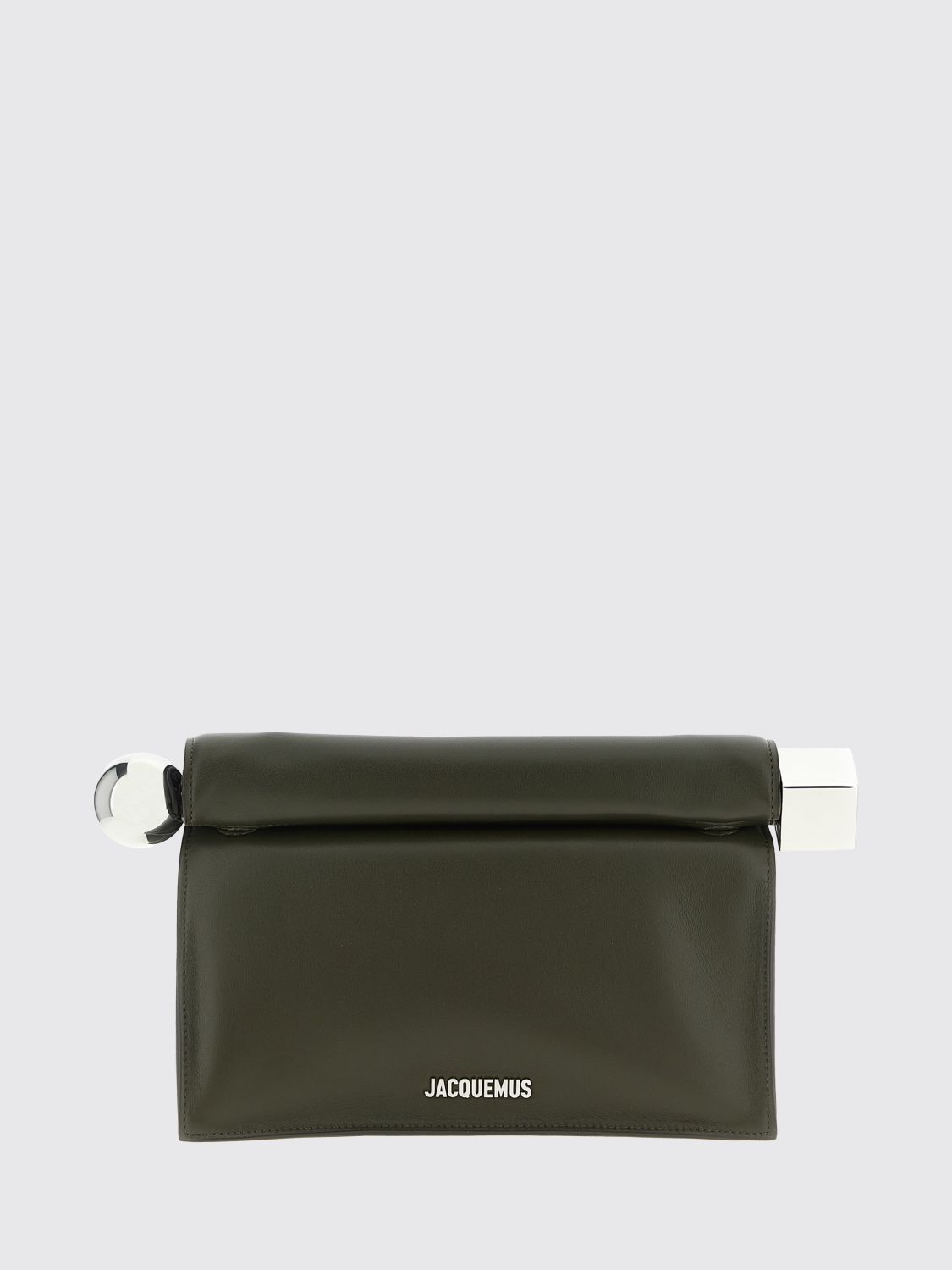 Jacquemus Womens Dark Khaki La Pochette Rond Carre Leather Clutch Bag In Green
