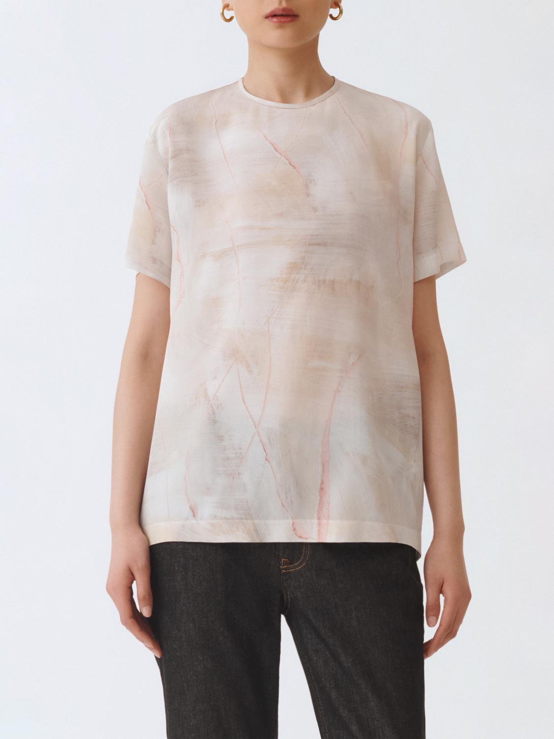 Fabiana Filippi Brushed-print Silk Crepe De Chine T-shirt In Neutral