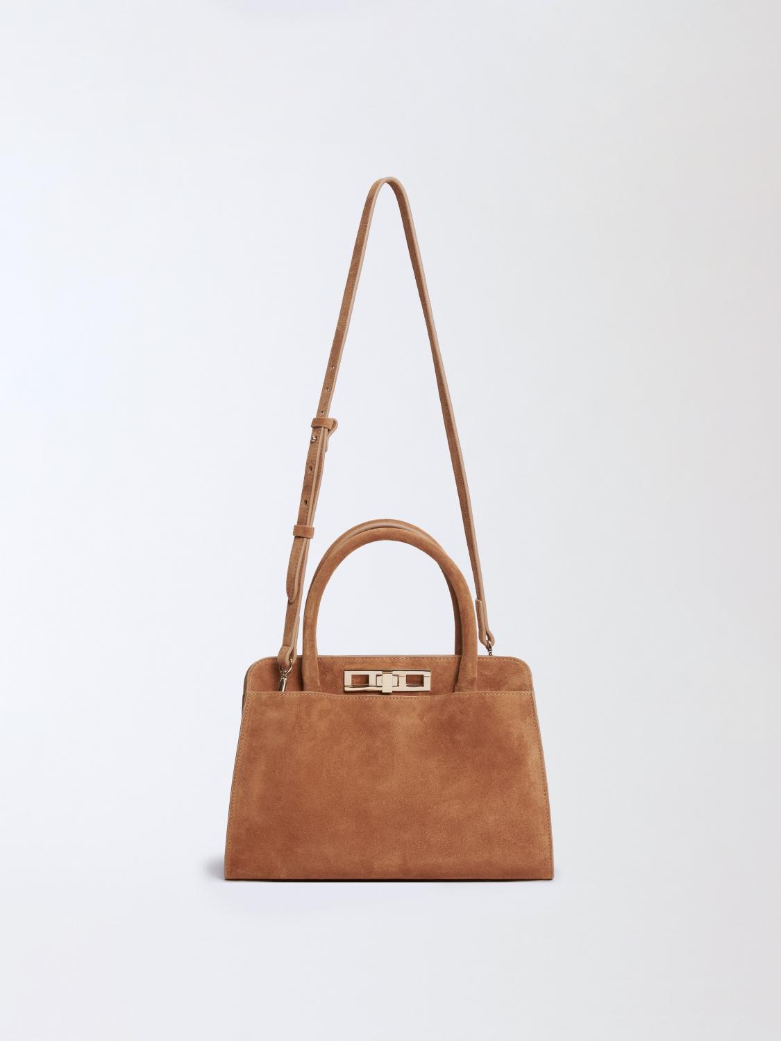 Fabiana Filippi Suede Leather Tote Bag With Adjustable Strap In Brown