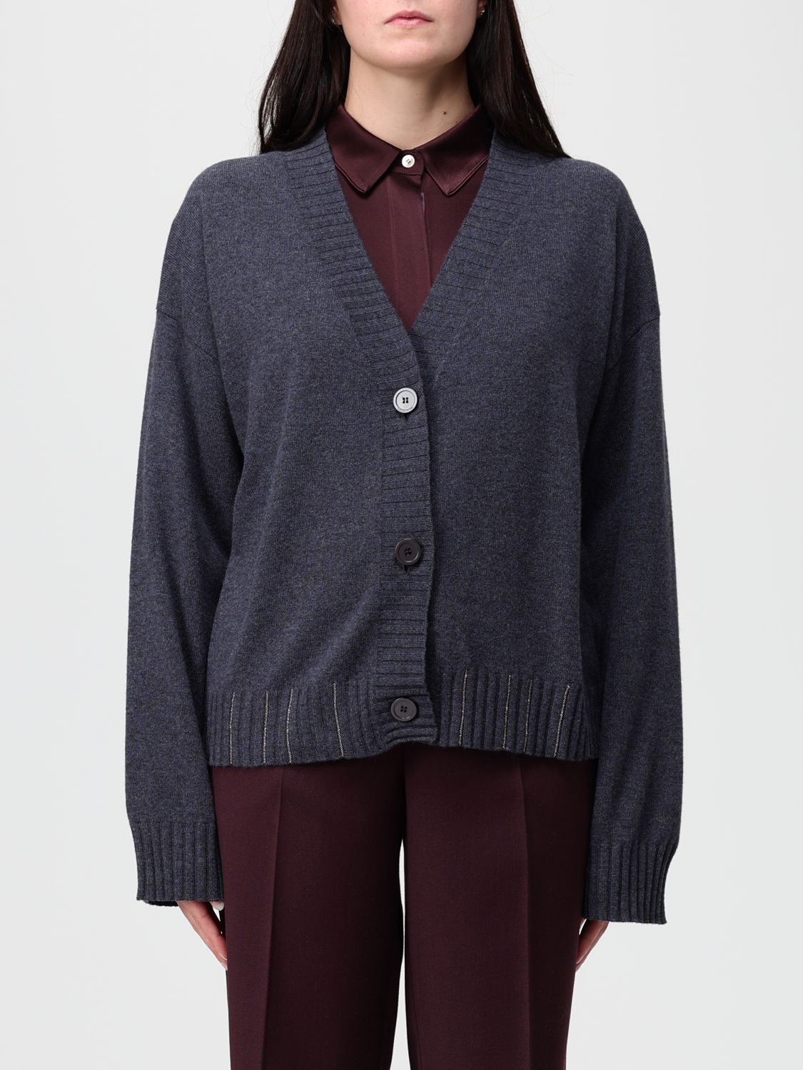 Fabiana Filippi Cardigan Woman Color Grey In Gray