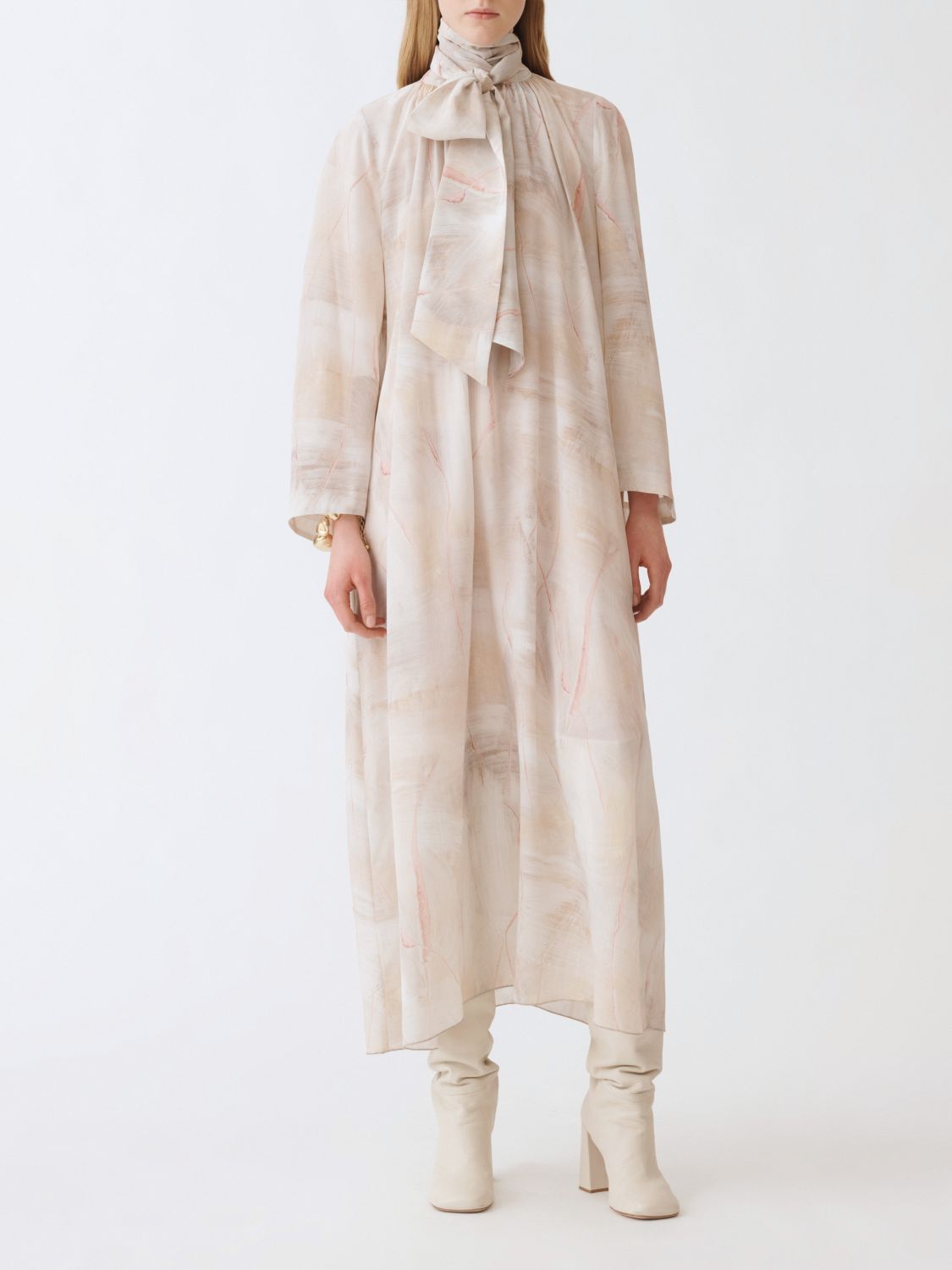 Fabiana Filippi Midikleid Mit Abstraktem Print In Neutral