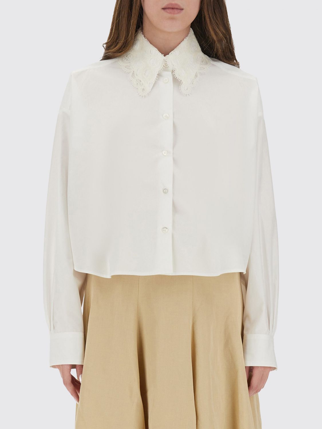 Fabiana Filippi Poplin Cropped Shirt In Neutral