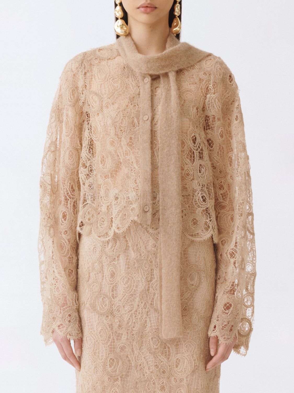 Fabiana Filippi Lace Cropped Shirt In Neutral