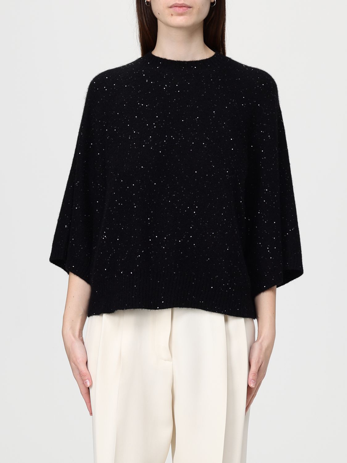 Fabiana Filippi Relaxed Short Sleeve Top With Sequin Embellishments In Multi