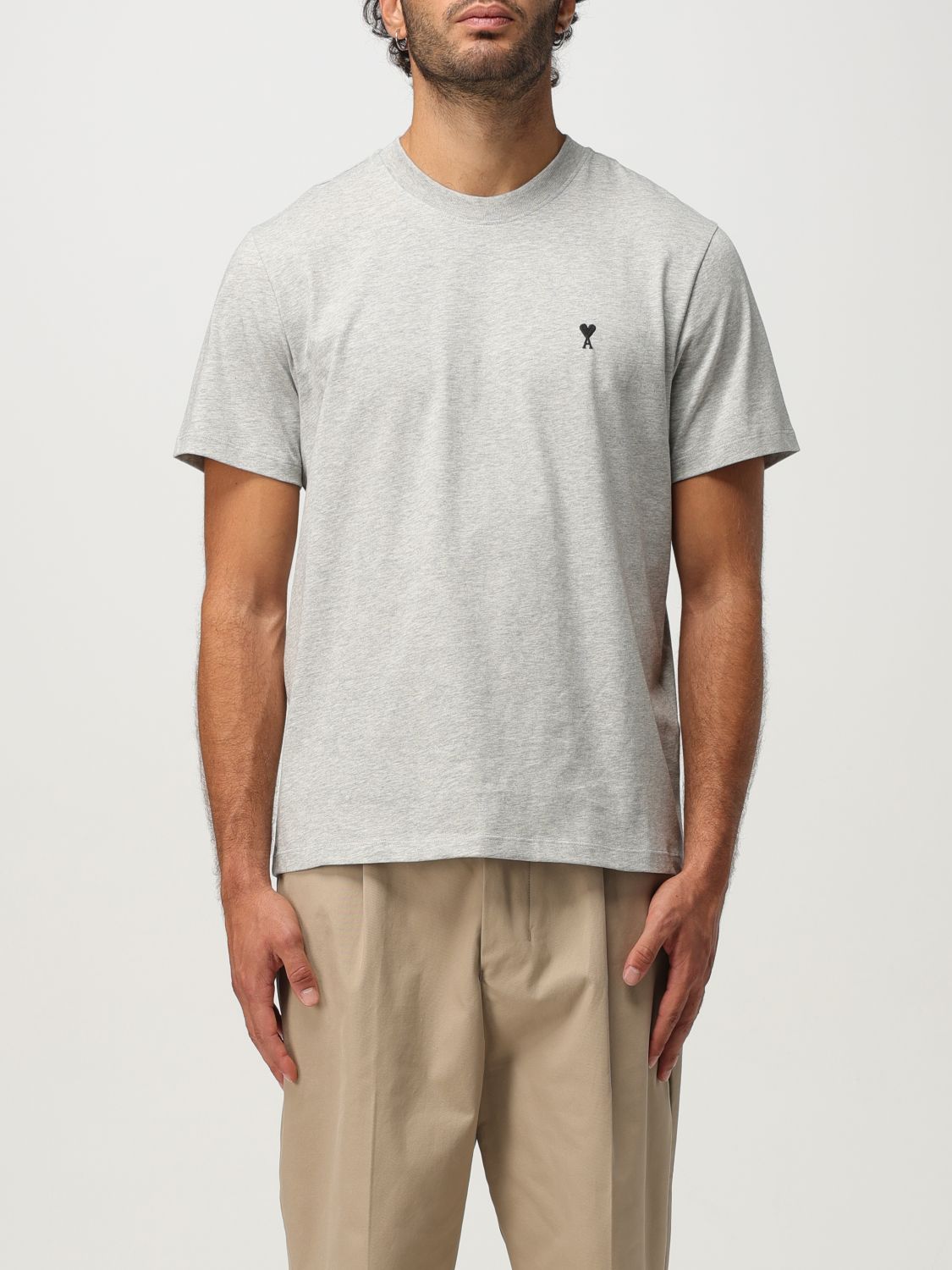 Ami Alexandre Mattiussi Ami De Coeur T-shirt In Organic Cotton Jersey In Gray