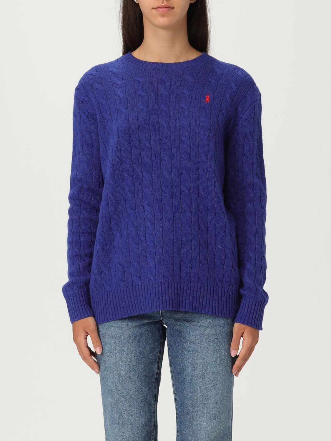 Polo Ralph Lauren All-over Cable Knit Cashmere Blend Sweater In Blue