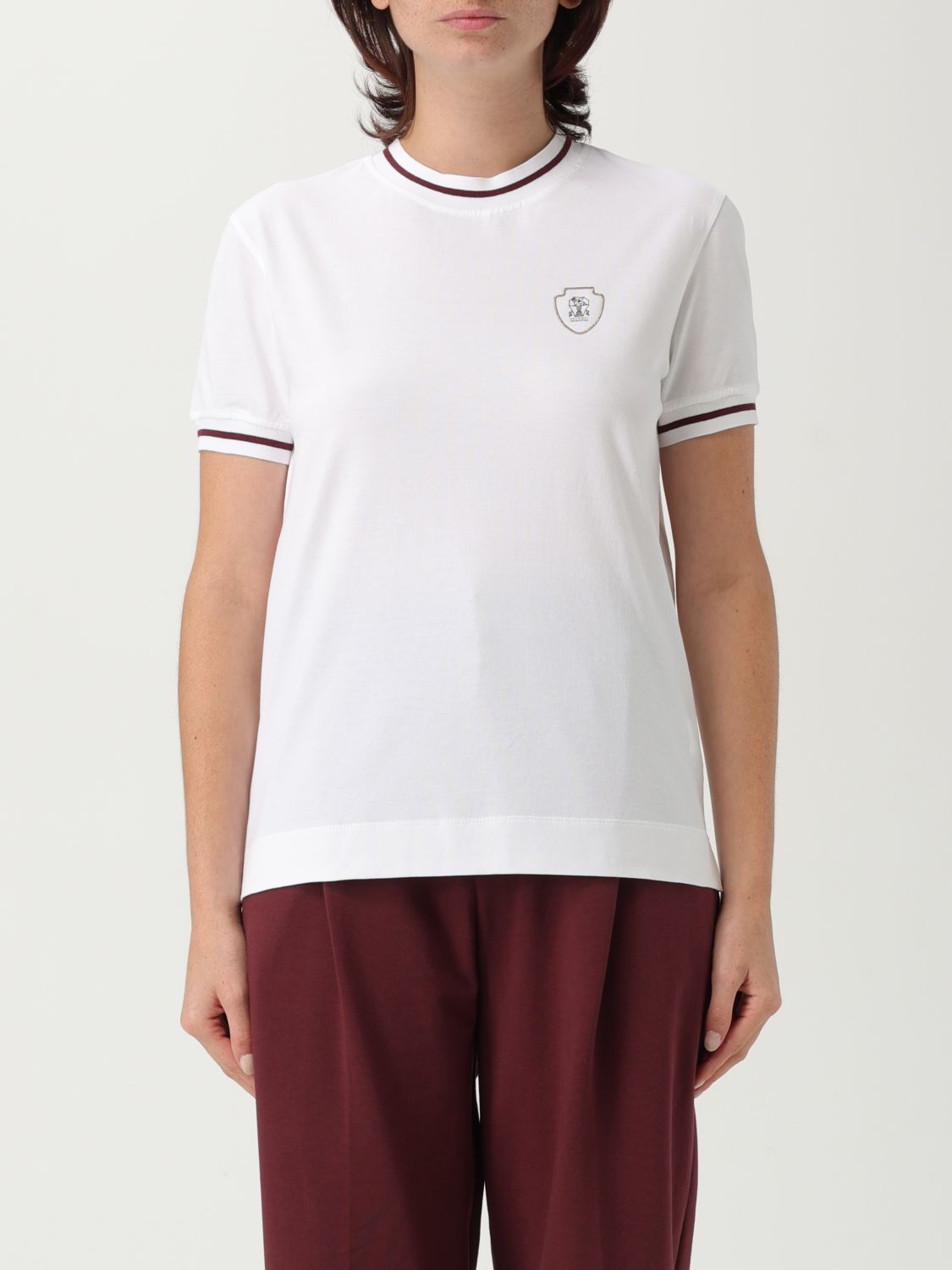 Brunello Cucinelli Embroidered-detail Cotton T-shirt In White
