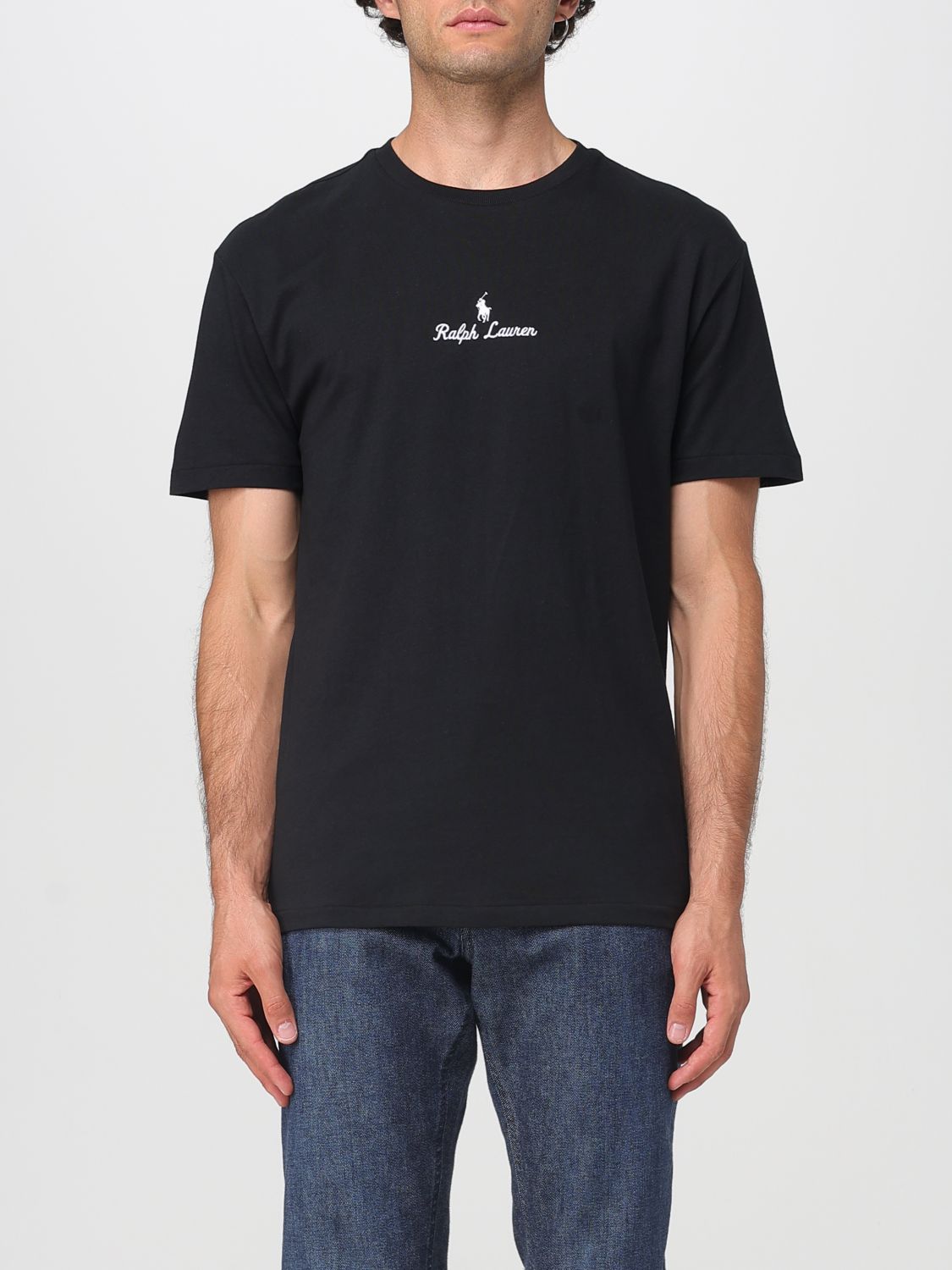 Polo Ralph Lauren Ribbed Crew-neck Cotton T-shirt With Short Sleeves In Black
