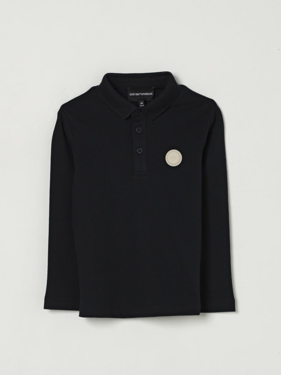 Emporio Armani Long-sleeve Logo Polo Shirt In Black