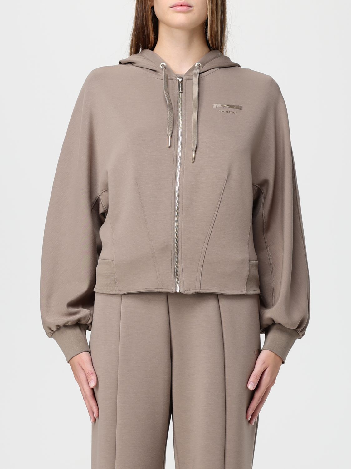 Armani Exchange Sweatshirt Woman Color Beige In Gray