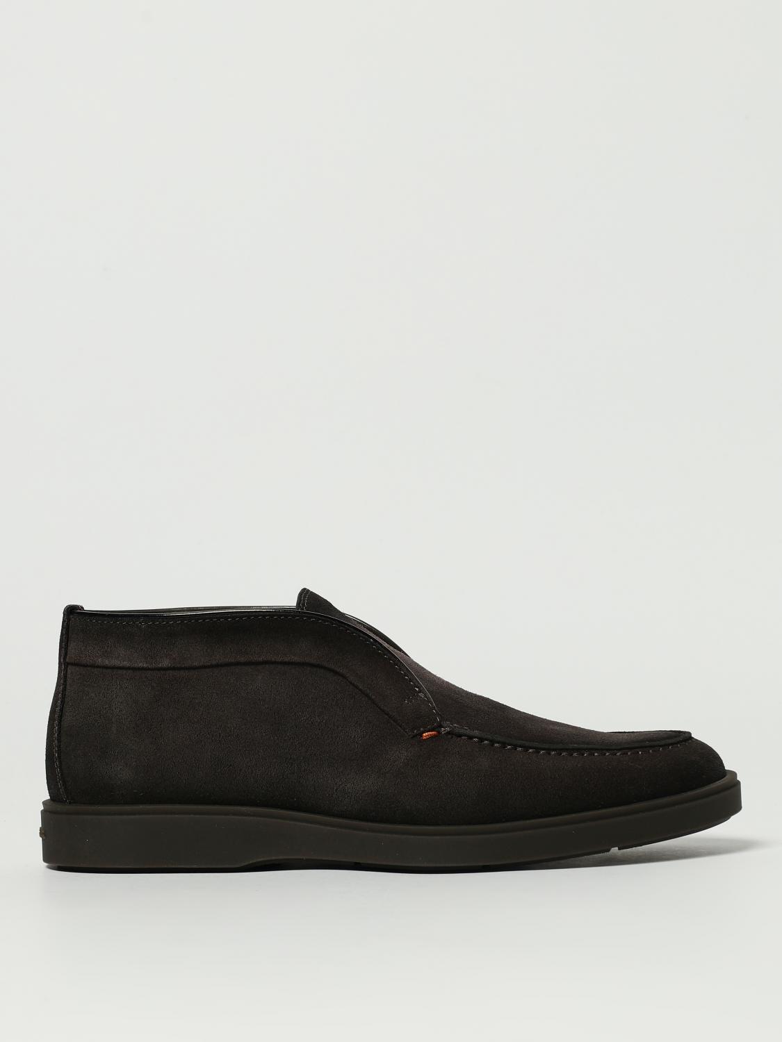 Santoni Suede Elasticized Boots Rubber Sole In Black