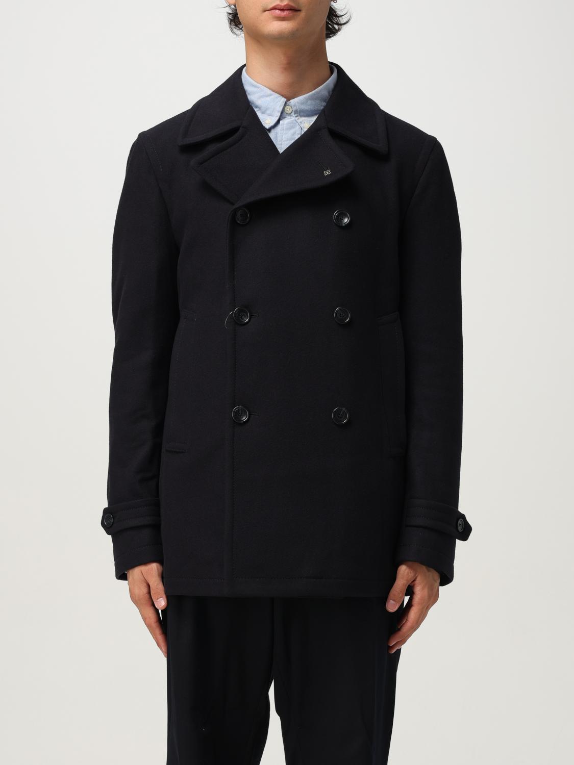 Tagliatore Blue Double-breasted Coat With Wide Notched Revers In Blue