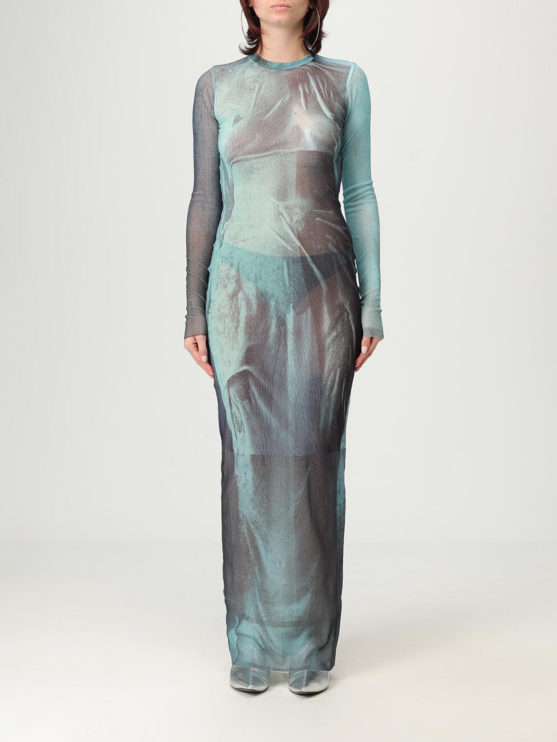 Jean Paul Gaultier Printed Long-sleeved Midi Dress In Blue