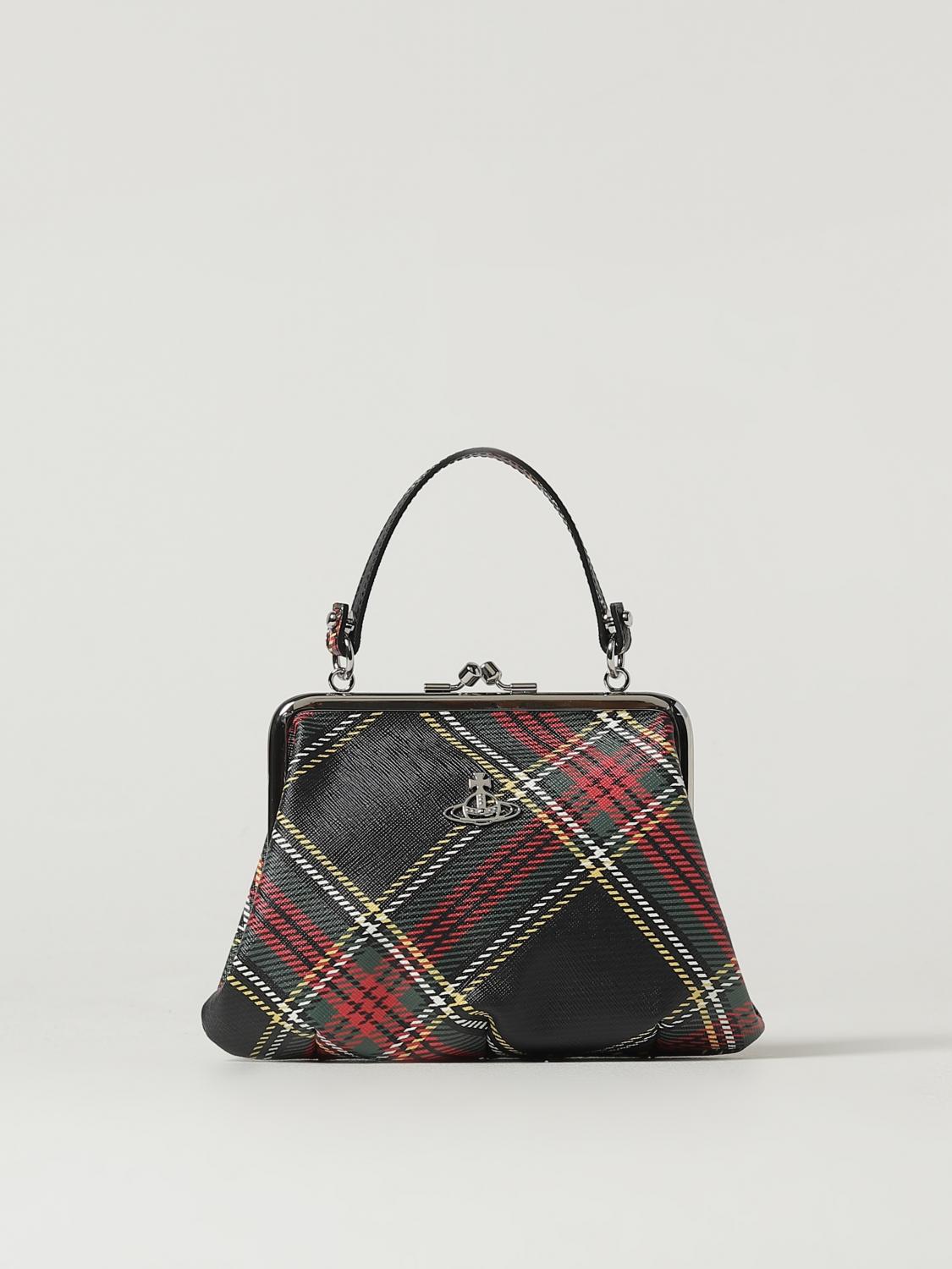 Vivienne Westwood Granny Frame Tartan Faux Leather Top Handle Bag In Red