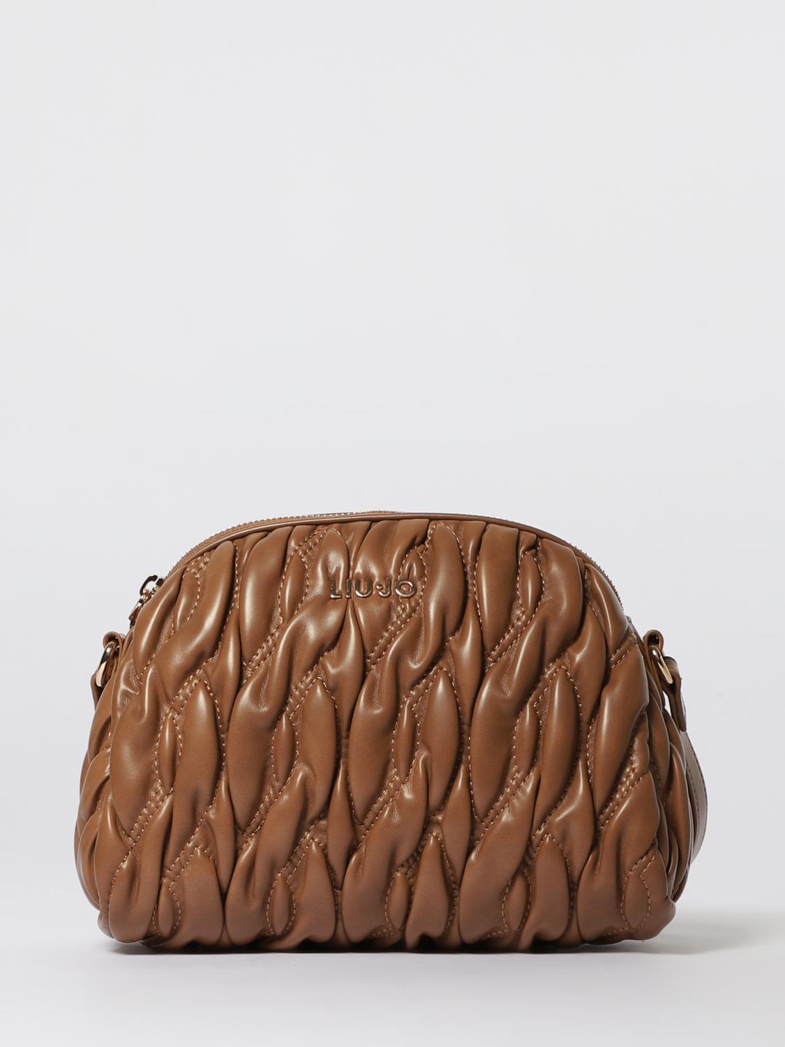 Liu •jo Quilted Suede Crossbody Bag Adjustable Strap In Brown
