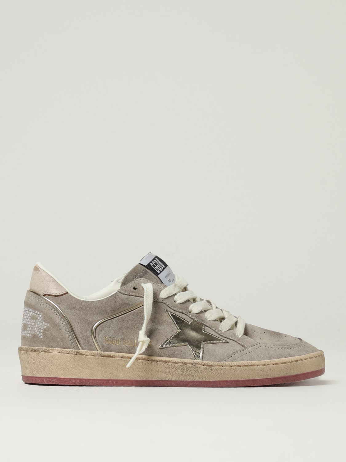 Golden Goose 'star Emblem' Perforated Sneakers With Metallic Accent In Sand
