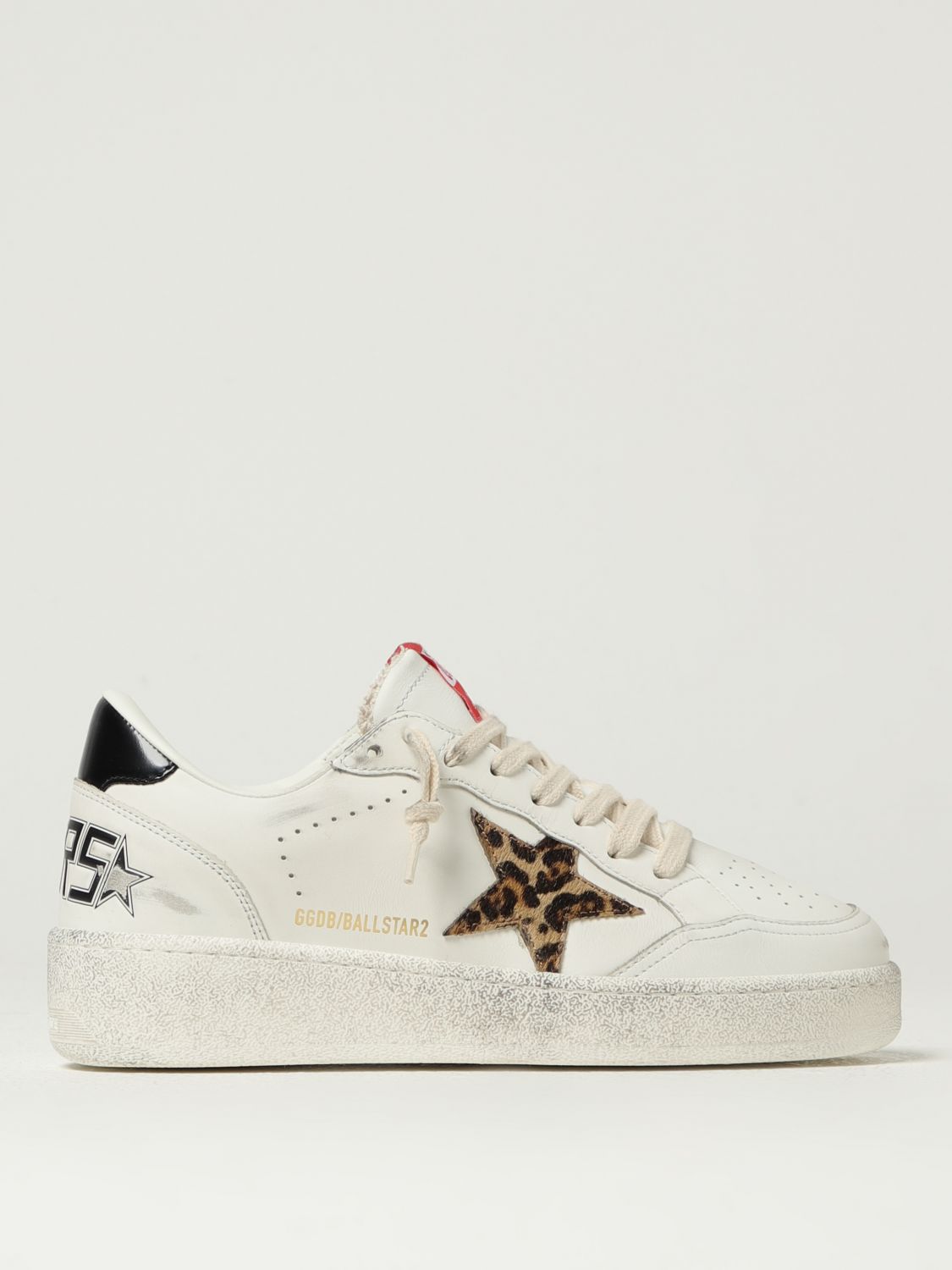 Golden Goose Leopard-print Leather Star Sneakers In White