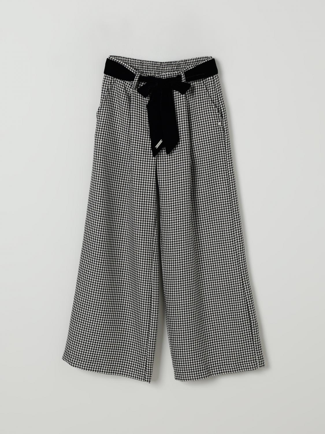 Monnalisa Houndstooth Wide-leg Trousers In Gray