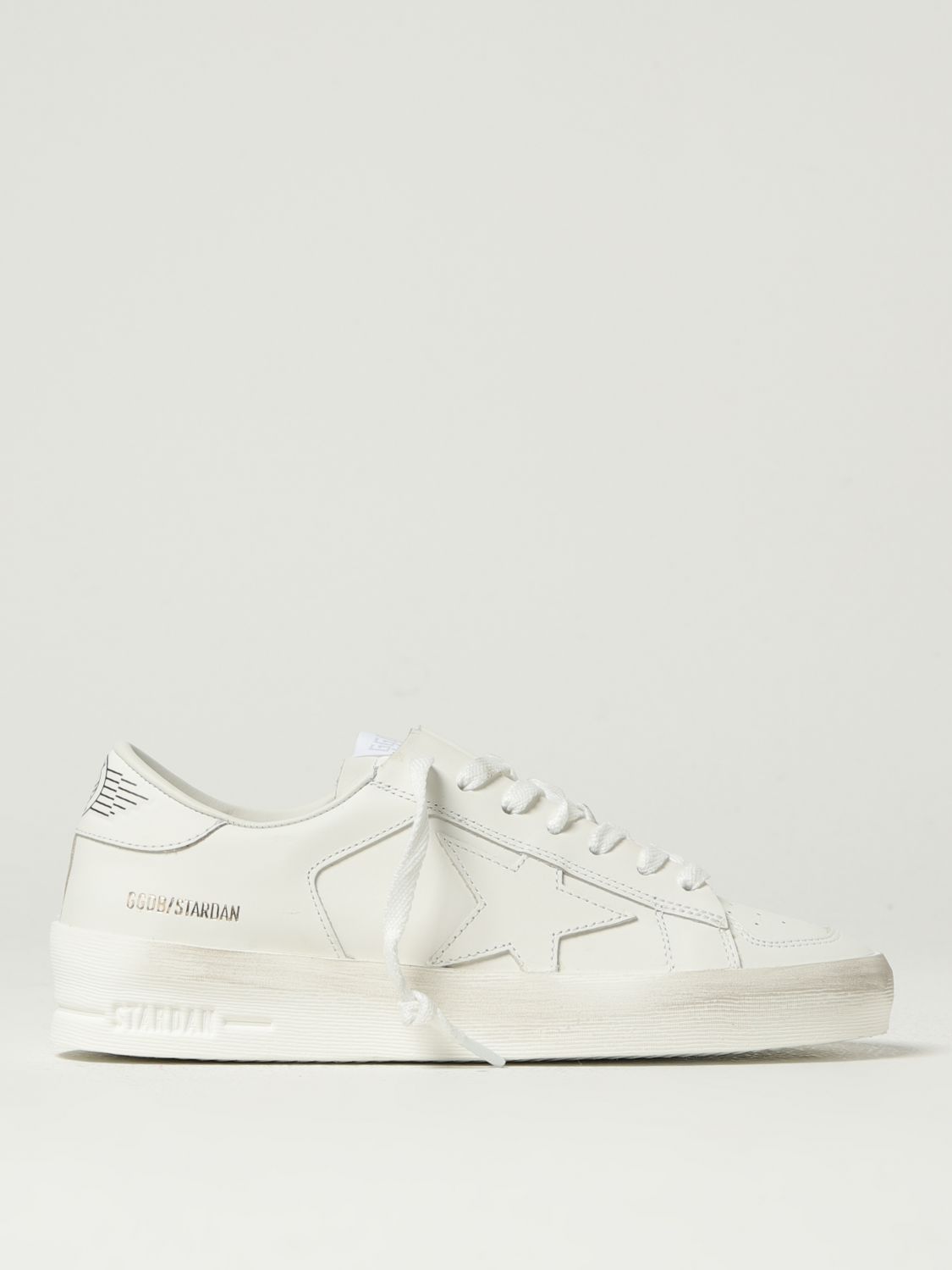 Golden Goose White Stardan Leather Sneakers With Star Motif In White