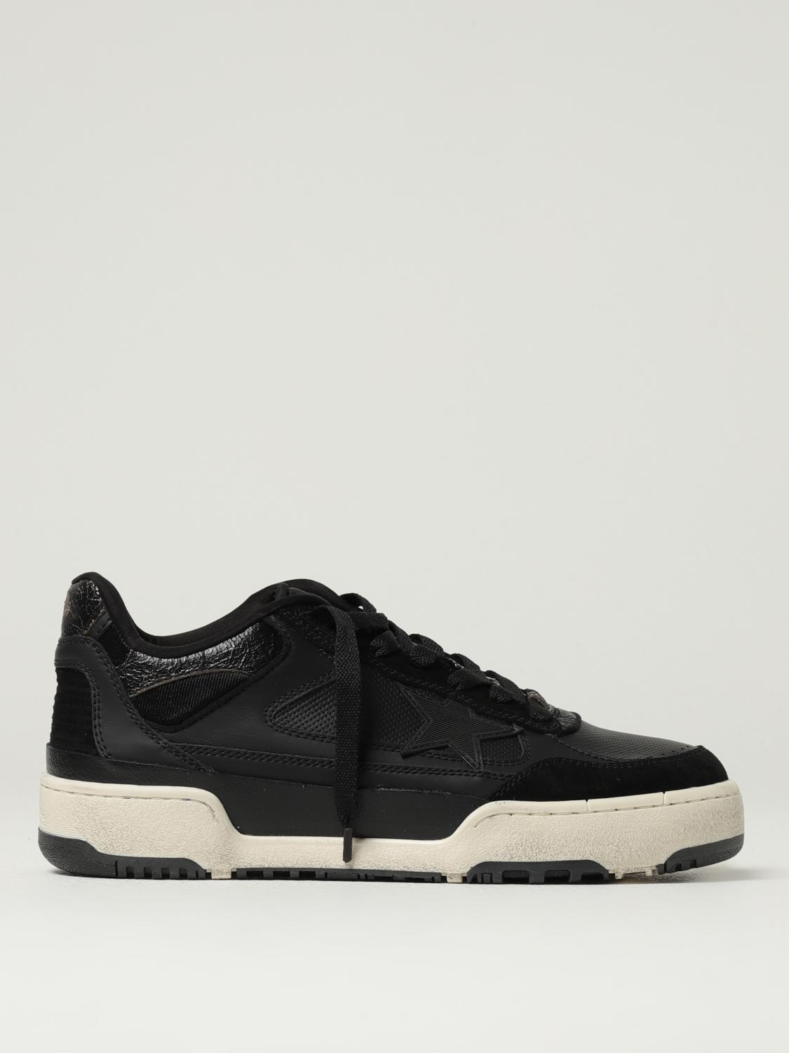 Golden Goose Low Top Leather Sneakers With Contrast Sole In Black