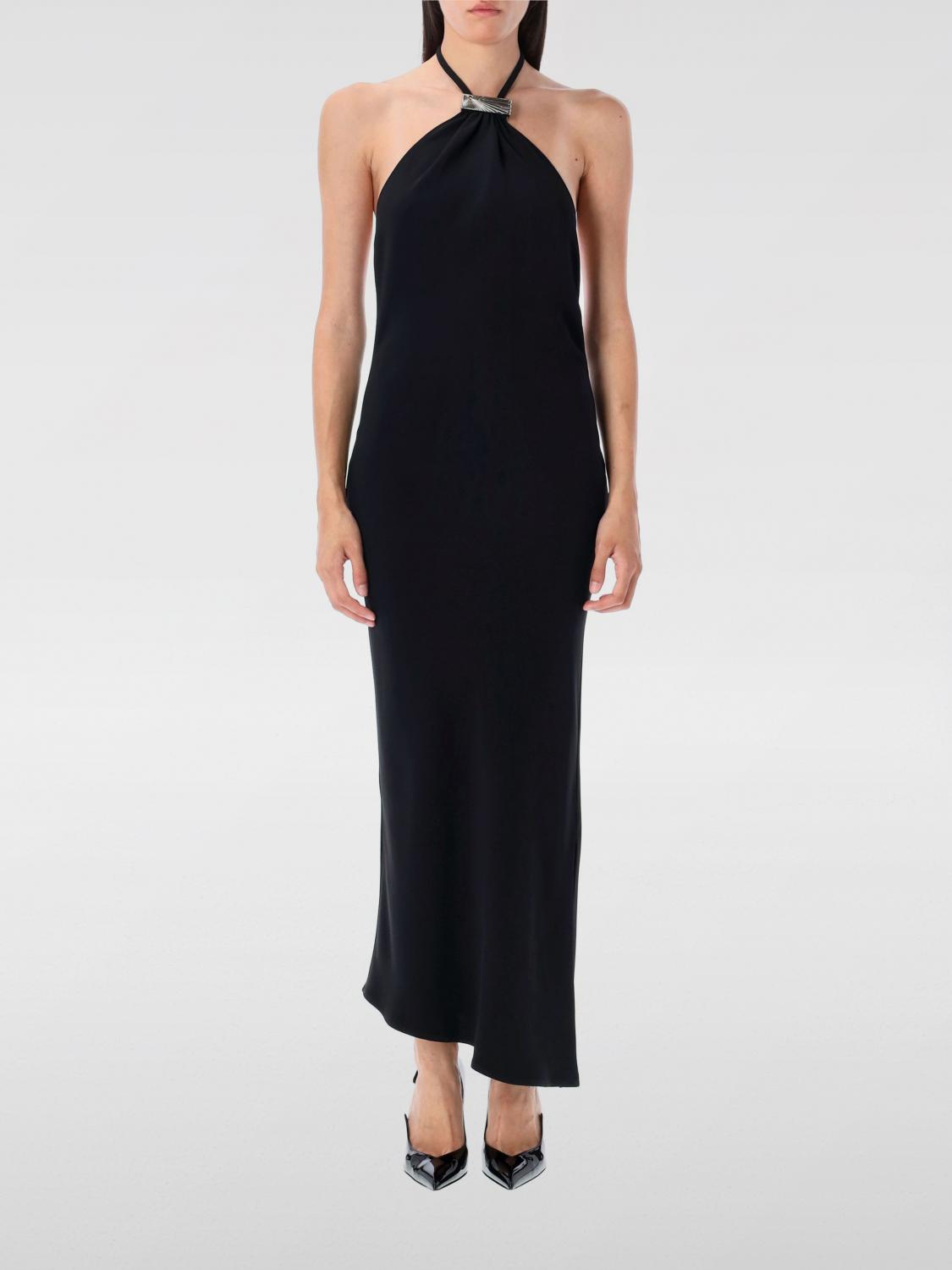 Attico Halter Neck Sleeveless Midi Dress With Side Slit In Black
