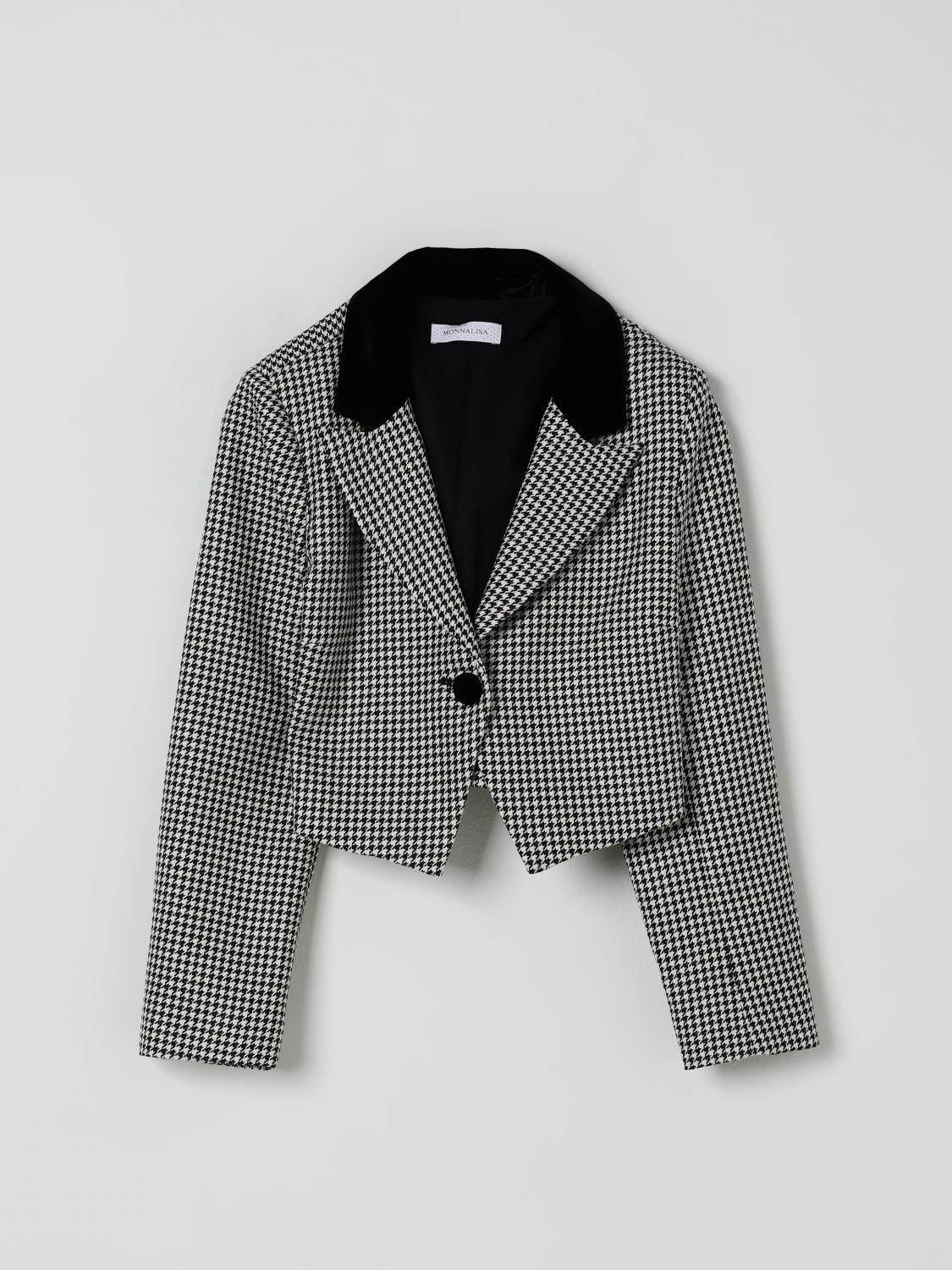Monnalisa Check-print Jacket In Black