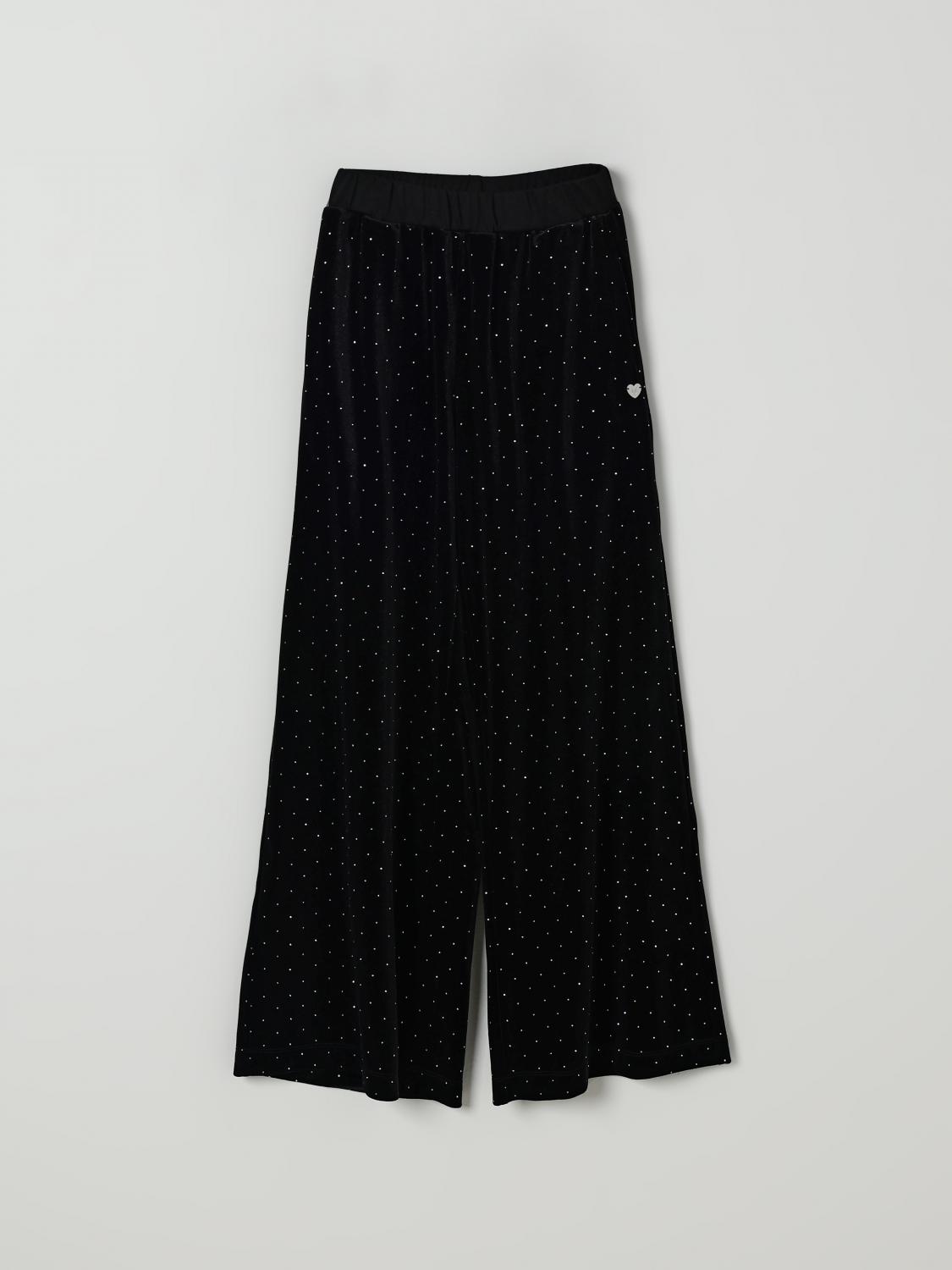 Monnalisa Broderie-anglaise Flared Trousers In Black