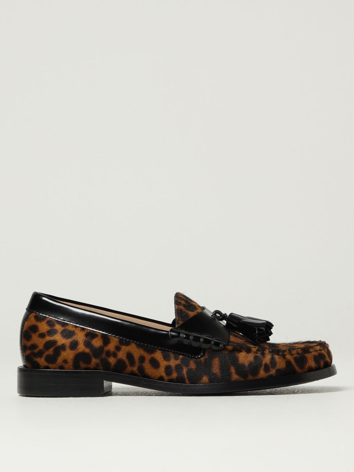 Stuart Weitzman Tassel-embellished Leopard-print Loafers In Brown