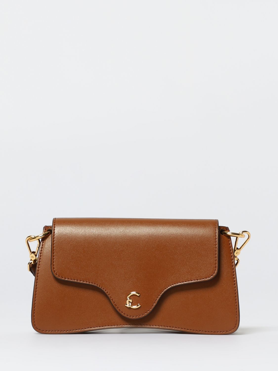 Coccinelle Mini C-me Logo-plaque Shoulder Bag In Brown