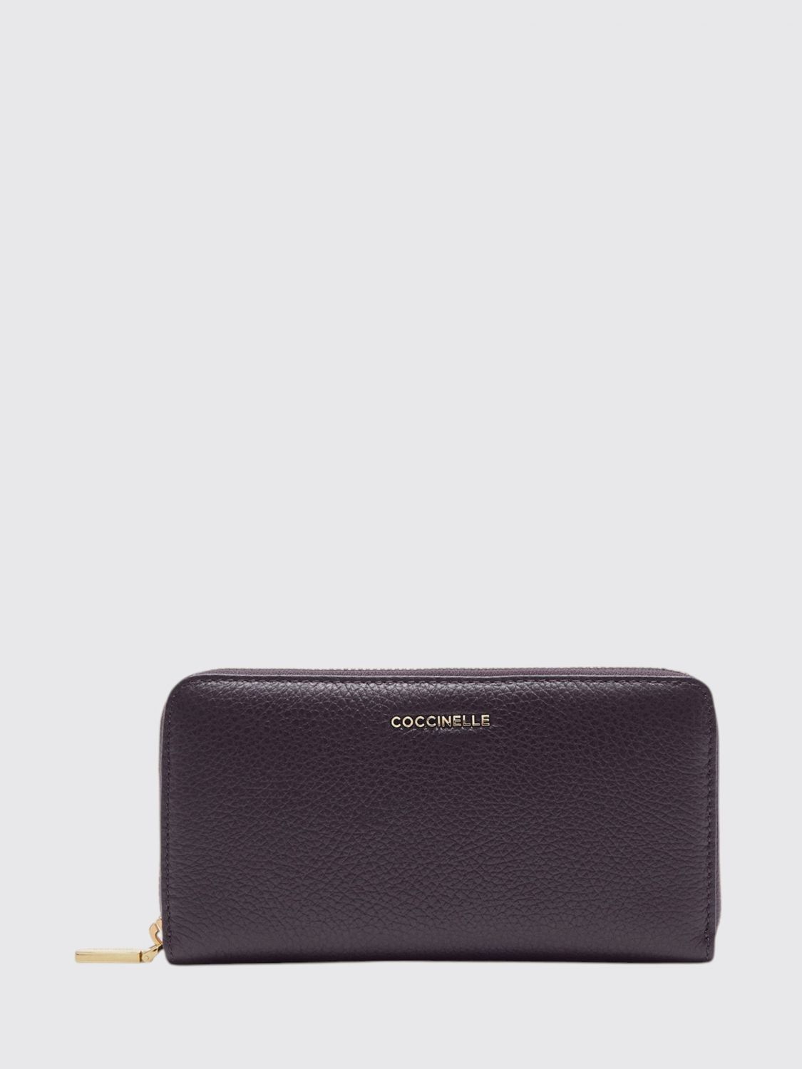 Coccinelle Large Metallic Soft Wallet In Brown