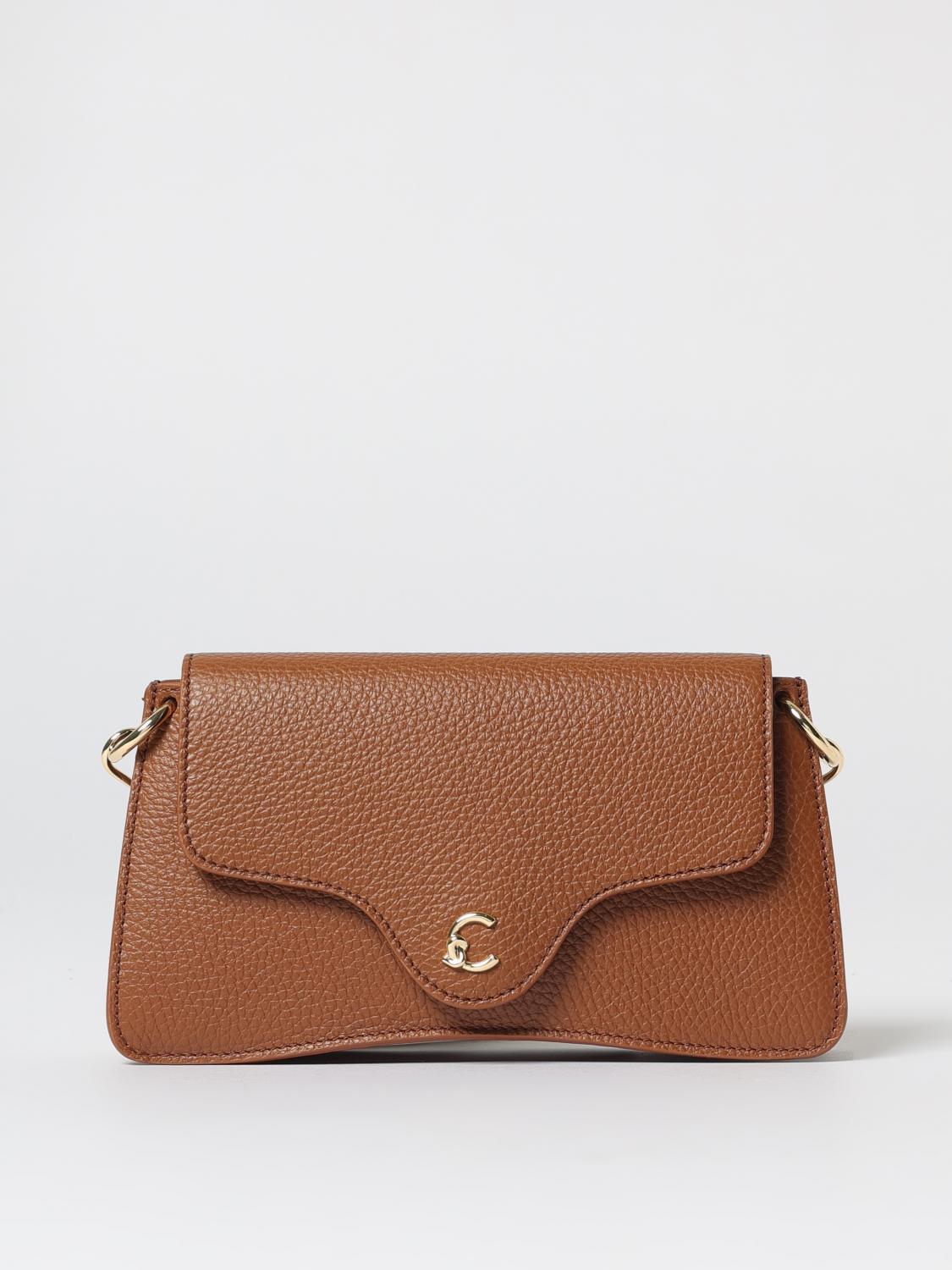 Coccinelle Mini C-me Logo-plaque Shoulder Bag In Brown