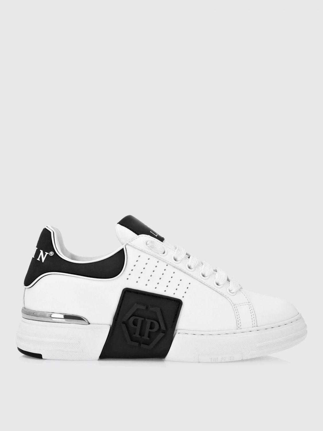 Philipp Plein Nappa Leather Sneakers Low Top Hexagon In White