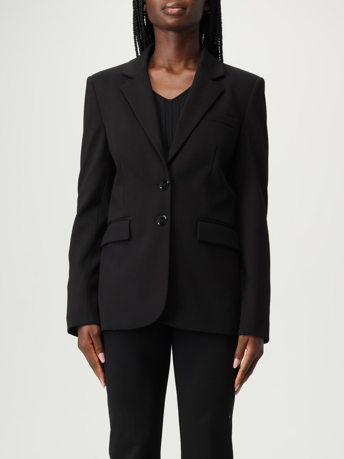 Pinko Single-breasted Blazer With Structured Shoulders In Black